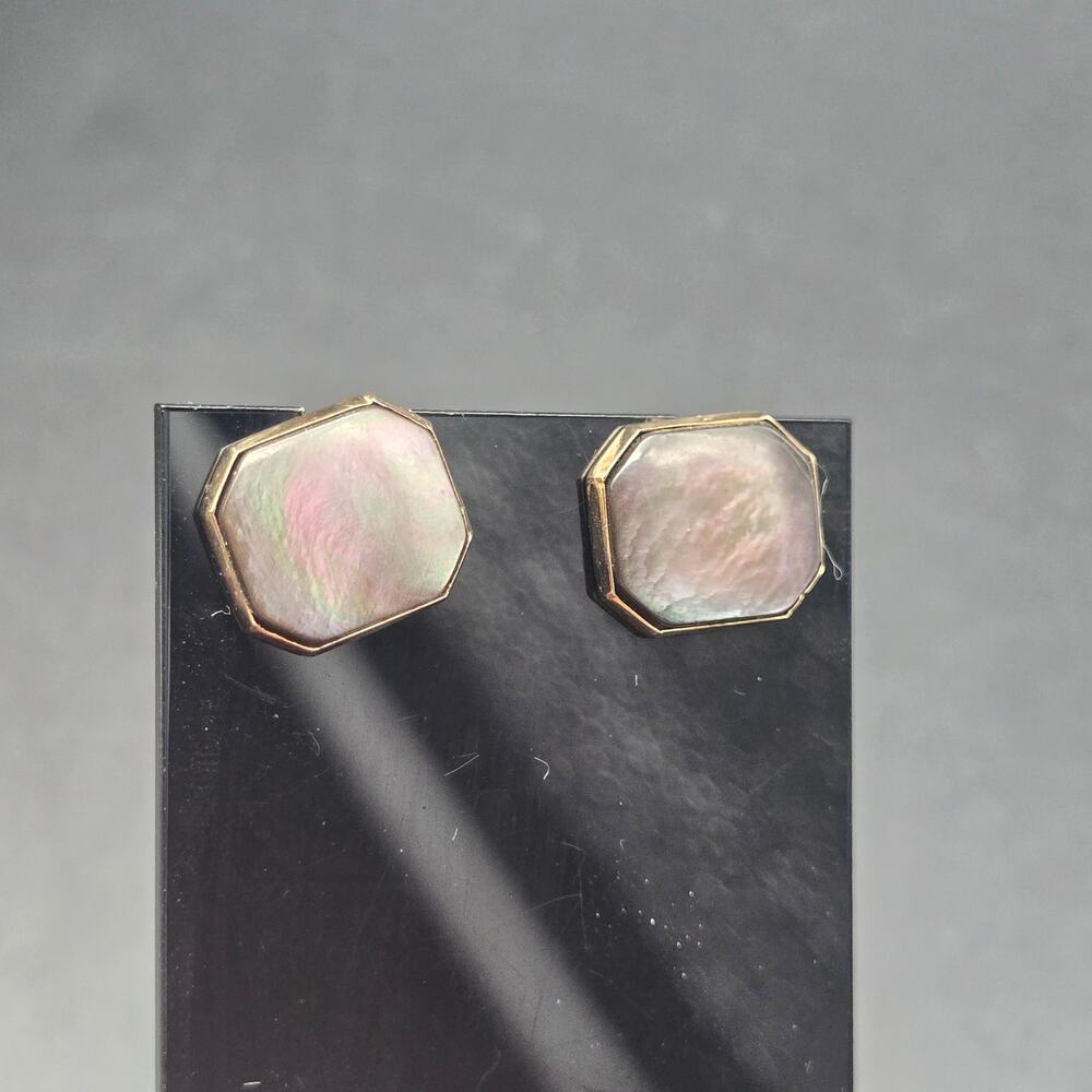 Swank Abalone Shell Cufflinks Shirt Studs Set Vintage - Picture 12 of 12